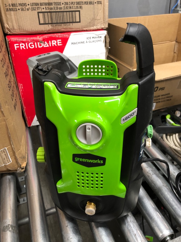 Photo 7 of **DAMAGED**
Greenworks 1600 PSI (1.2 GPM) Electric Pressure Washer (Ultra Compact / Lightweight / 20 FT Hose / 35 FT Power Cord) Great For Cars, Fences, Patios, Driveways
