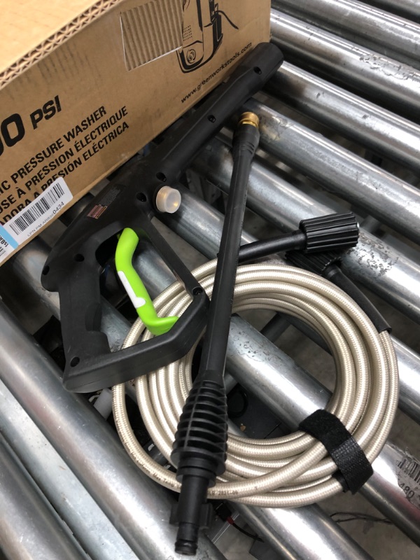 Photo 8 of **DAMAGED**
Greenworks 1600 PSI (1.2 GPM) Electric Pressure Washer (Ultra Compact / Lightweight / 20 FT Hose / 35 FT Power Cord) Great For Cars, Fences, Patios, Driveways
