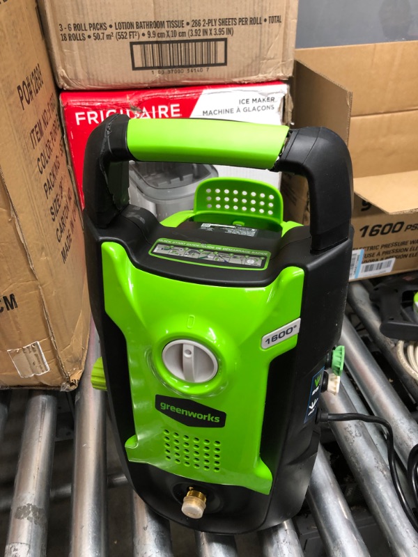 Photo 5 of **DAMAGED**
Greenworks 1600 PSI (1.2 GPM) Electric Pressure Washer (Ultra Compact / Lightweight / 20 FT Hose / 35 FT Power Cord) Great For Cars, Fences, Patios, Driveways

