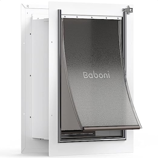 Photo 1 of (damage) Baboni Pet Door for Wall, Steel Frame and Telescoping Tunnel, Aluminum Lock, Double Flap Dog Door and Cat Door, Strong and Durable (Pets Up to 100 Lb) -Large