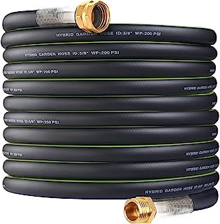 Photo 1 of 150 ft Hybrid Garden Hose–No Kink,Heavy Duty,Lightweigh Flexible,Leakproof Water Hose–5/8 in ID,3/4"Solid Brass Connectors-Rubber Car Hoses Pipe for outdoor Watering& Washing,600 Burst PSI