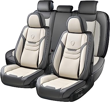 Photo 1 of Coverado Seat Covers, Breathable Faux Leather Car Seat Cushions with Lumbar Support, Universal Auto Accessories Full Set Fit for Most Cars, Sedans, SUVs and Trucks, Gray