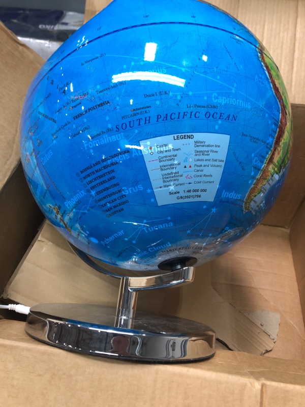 Photo 1 of GET LIFE BASICS Illuminated Globe of The World with Stand - 13 Inch Tall 3in1 World Globe, Constellation Globe Night Light, and Globe Lamp with Built-in LED, Easy to Read Texts, and Non-Tip Base