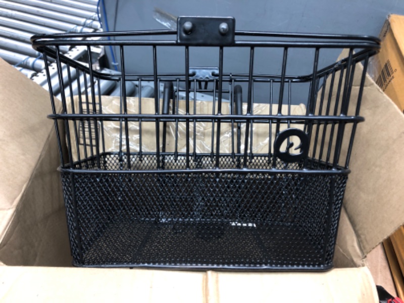 Photo 1 of  Detachable Front Bike Basket Steel Half-Mesh with Integrated Detachable Hooks and Built-In Handle, Easy Assembly and Portability for Bicycles