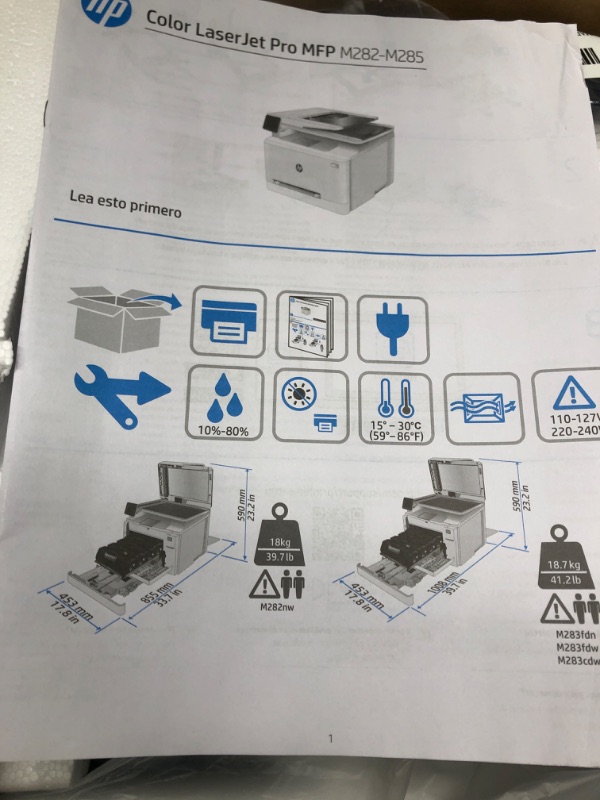 Photo 4 of ***MISSING INK*** HP LaserJet M283fdw MFP Color Multifunction Laser Printer,