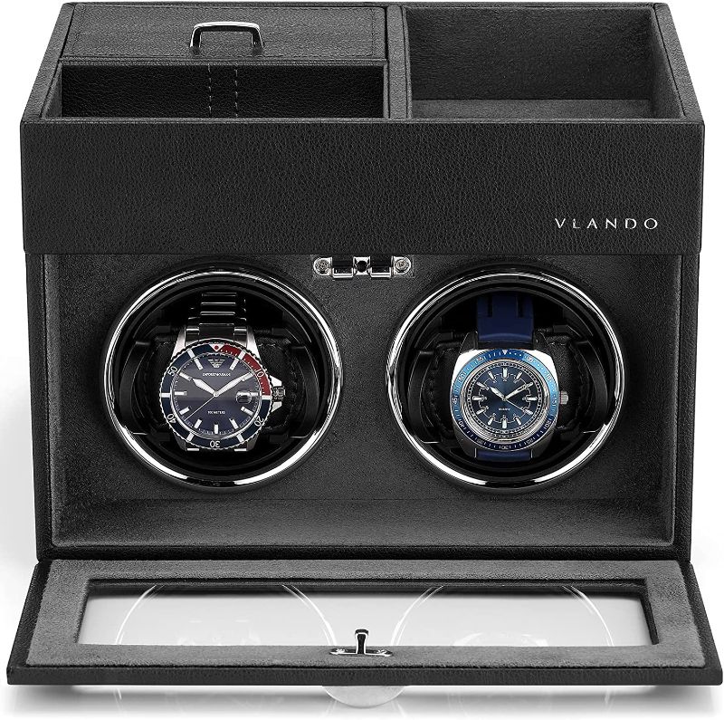 Photo 1 of **SEE NOTES**
Vlando Automatic Double Watch Winder - Watch Winder Box with Men Jewelry Organizer Tray, Japanese Quiet Motor, LED Light, Adjustable Watch Pillows, AC Adapter - Black
