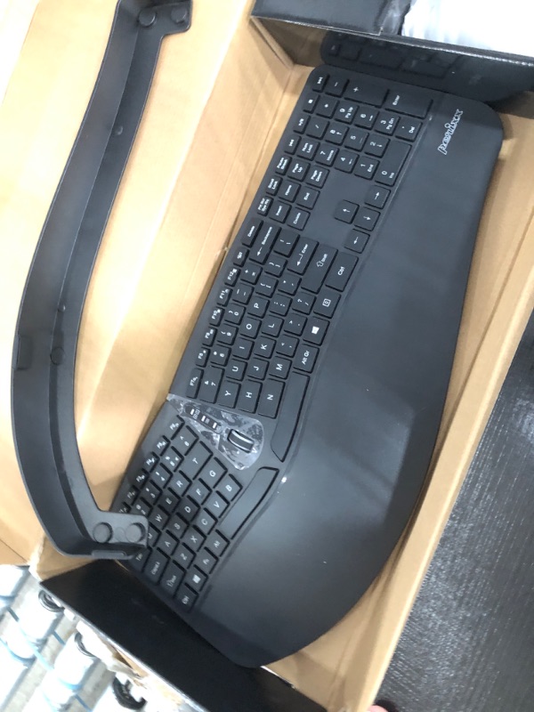 Photo 1 of Perixx Periduo-605, Wireless Ergonomic Split Keyboard and Vertical Mouse Combo, Adjustable Palm Rest and Membrane Low Profile Keys, Black, US English Layout (11633)