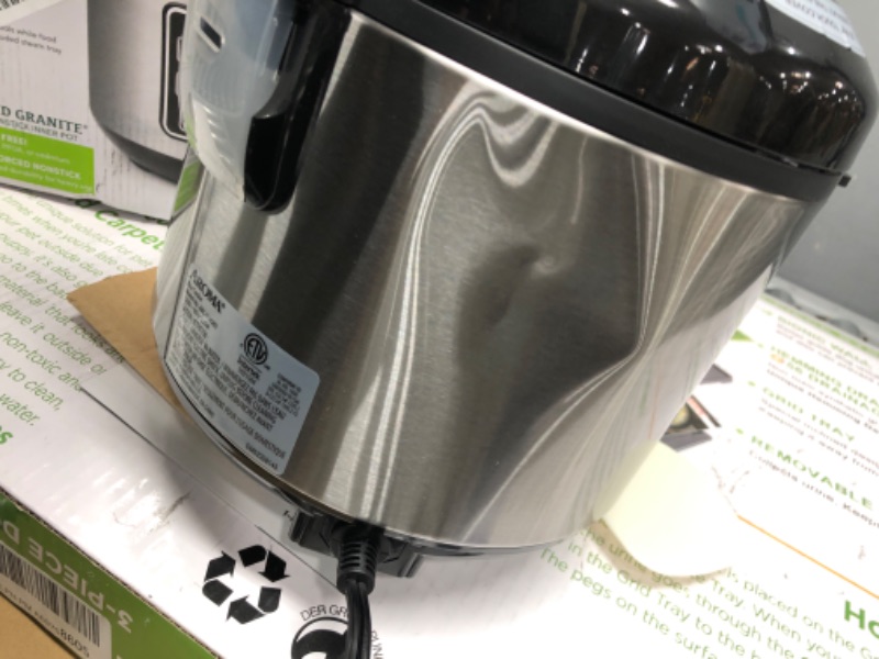 Photo 4 of * Dent on side * Aroma Housewares ARC-914SBD Digital Cool-Touch Rice Grain Cooker and Food Steamer, Stainless, Silver, 4-Cup (Uncooked) / 8-Cup (Cooked) Basic