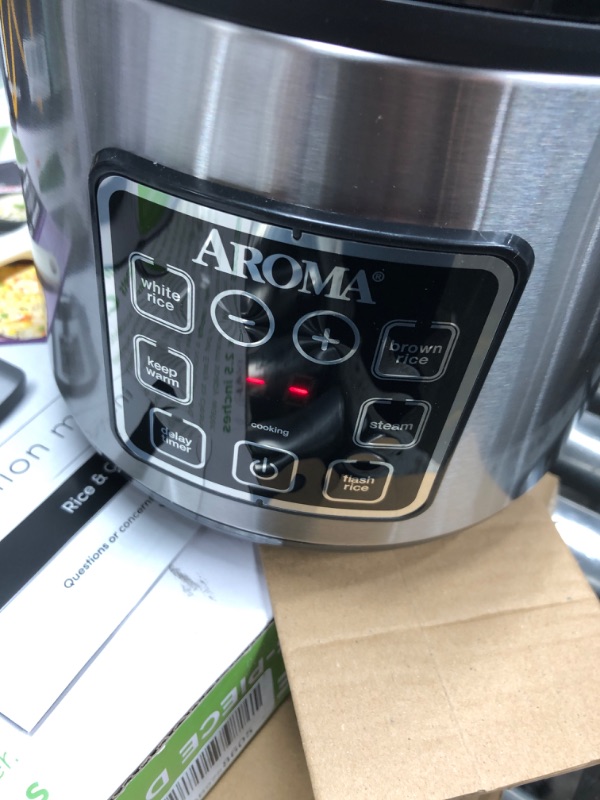 Photo 5 of * Dent on side * Aroma Housewares ARC-914SBD Digital Cool-Touch Rice Grain Cooker and Food Steamer, Stainless, Silver, 4-Cup (Uncooked) / 8-Cup (Cooked) Basic