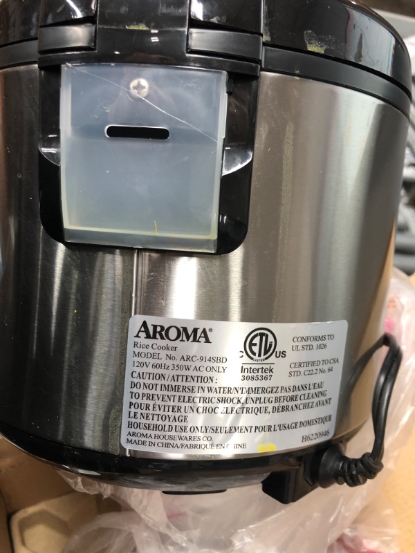 Photo 3 of ***PARTS ONLY NOT FUNCTIONAL***Aroma Housewares ARC-914SBD Digital Cool-Touch Rice Grain Cooker and Food Steamer, Stainless, Silver, 4-Cup (Uncooked) / 8-Cup (Cooked) Basic