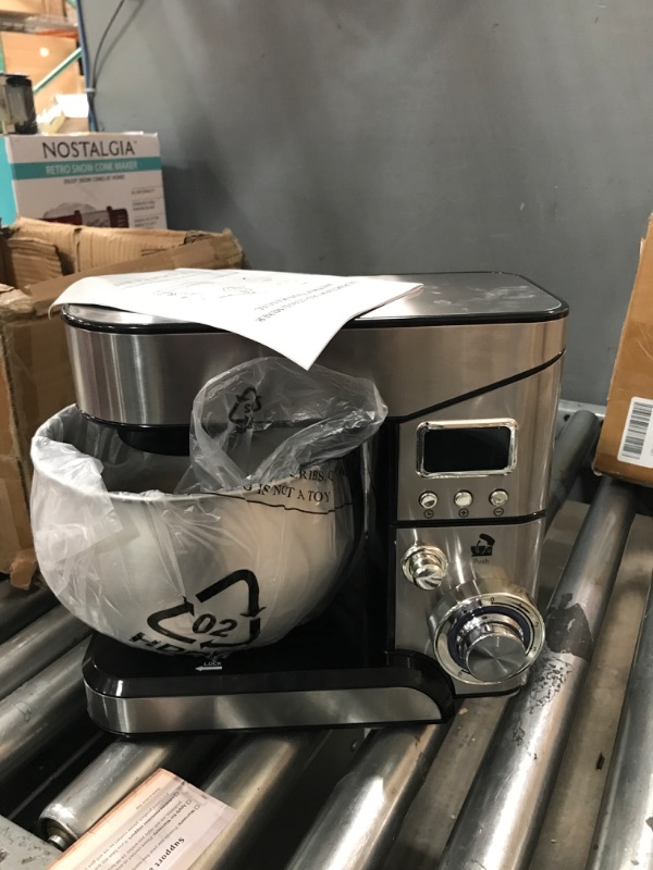 Photo 2 of **SEE NOTES**
Stand Mixer, 1200W Stainless Steel Mixer 5.3-QT LCD Display Food Mixer, 6+P Speed itchen Electric Mixer Tilt-Head Mixer with Stainless Steel Bowl, Dough Hook, Beater, Whisk