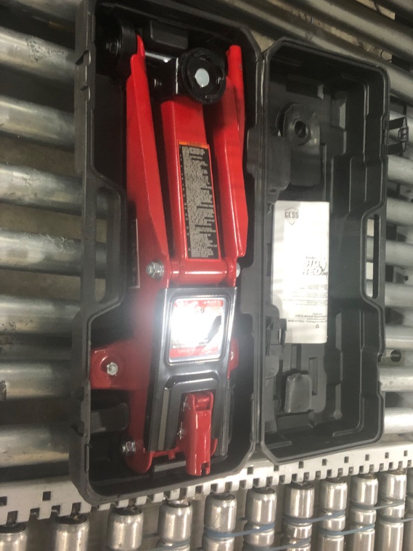 Photo 2 of BIG RED T825013S1 Torin Hydraulic Trolley Floor Service/Floor with Blow Mold Carrying Storage Case, 2.5 Ton (5,000 lb) Capacity, Red 2.5 Ton (5,000 LBs)