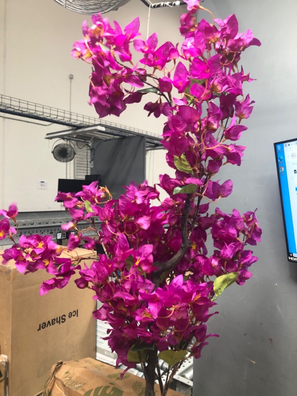 Photo 3 of 4ft. Bougainvillea Artificial Tree 19 In. W x 9 In. D x 48 In. H Purple