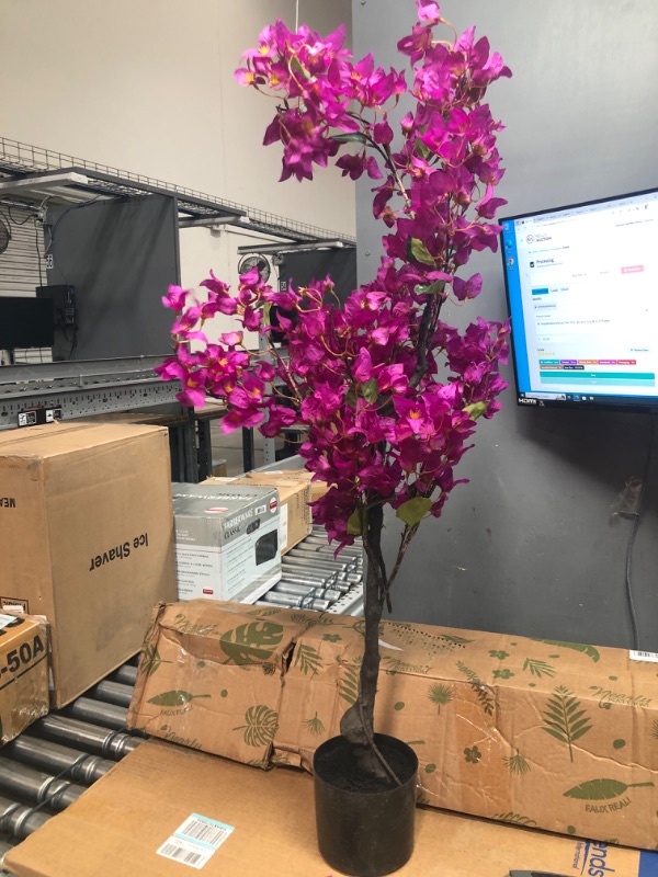 Photo 2 of 4ft. Bougainvillea Artificial Tree 19 In. W x 9 In. D x 48 In. H Purple