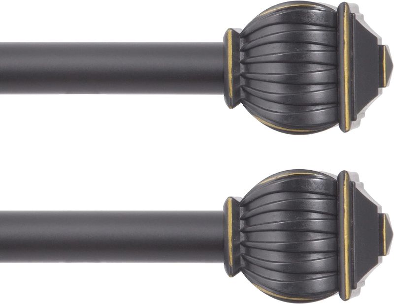 Photo 1 of Kenney Beckett 5/8" Standard Decorative Window Curtain Rod, 48-86", Bronze, 2 Each

