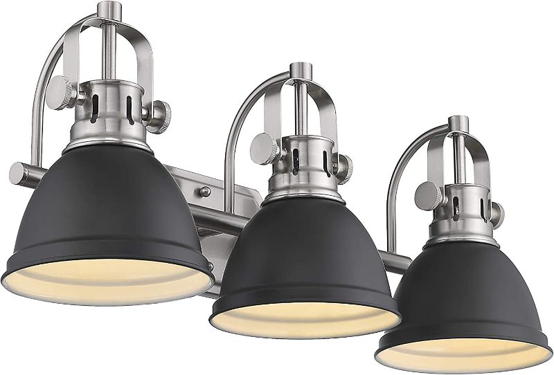Photo 1 of Emliviar 3-Light Bathroom Vanity Light Fixture, Black Finish with Metal Shade, 4054H-A