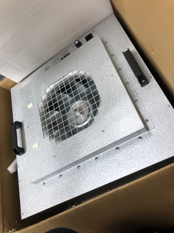 Photo 3 of Updated Fan Filter Unit HEPA-Filter Laminar Flow Hood 22.6x22.6 Inch for Class 100 / ISO 5 Cleanliness Clean Room/Mycology Work/Mushroom with Safety Lock (110V)
