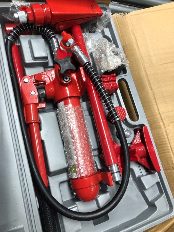 Photo 3 of Mophorn 6 Ton Porta Power Kit 1.2M(47.2 inch) Oil Hose Hydraulic Car Jack Ram Autobody Frame Repair Power Tools for Loadhandler Truck Bed Unloader Farm and Hydraulic Equipment Construction
