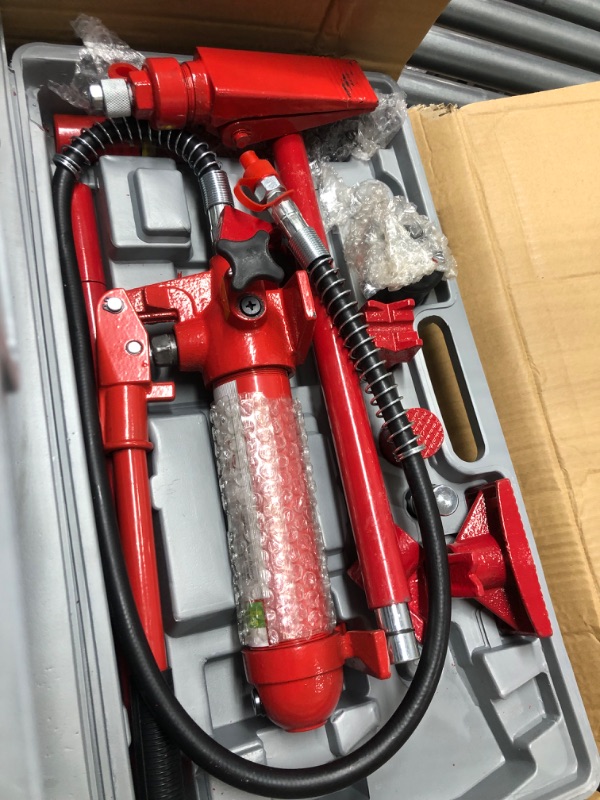 Photo 5 of Mophorn 6 Ton Porta Power Kit 1.2M(47.2 inch) Oil Hose Hydraulic Car Jack Ram Autobody Frame Repair Power Tools for Loadhandler Truck Bed Unloader Farm and Hydraulic Equipment Construction
