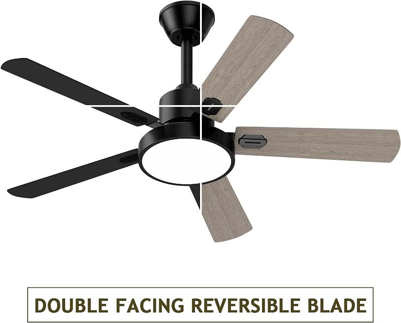 Photo 1 of *READ NOTES*CLUGOJ Ceiling Fan with Light, Outdoor Black Ceiling Fan with Remote, 52-inch Black Ceiling Fan with 5 Reversible Walnut/Black Blades for Patio Farmhouse Bedroom, Matte Black