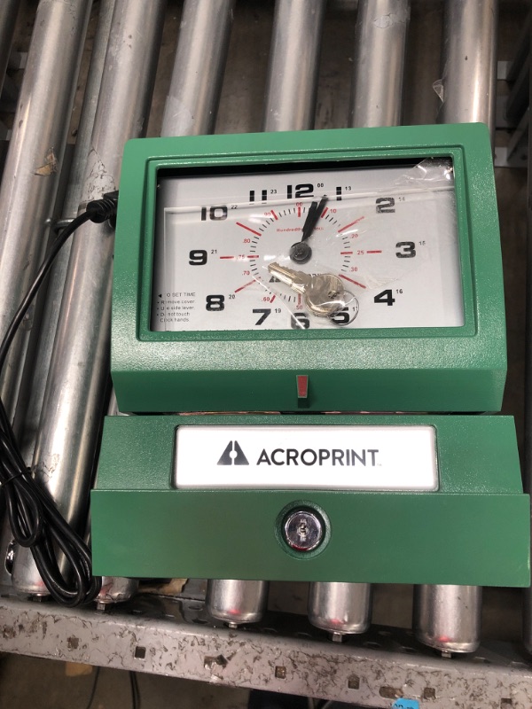Photo 2 of *PARTS ONLY, READ NOTES*Acroprint 150RR4 Heavy Duty Automatic Time Recorder, Prints Month, Date, Hour (0-23) and Hundredths Time Clock
