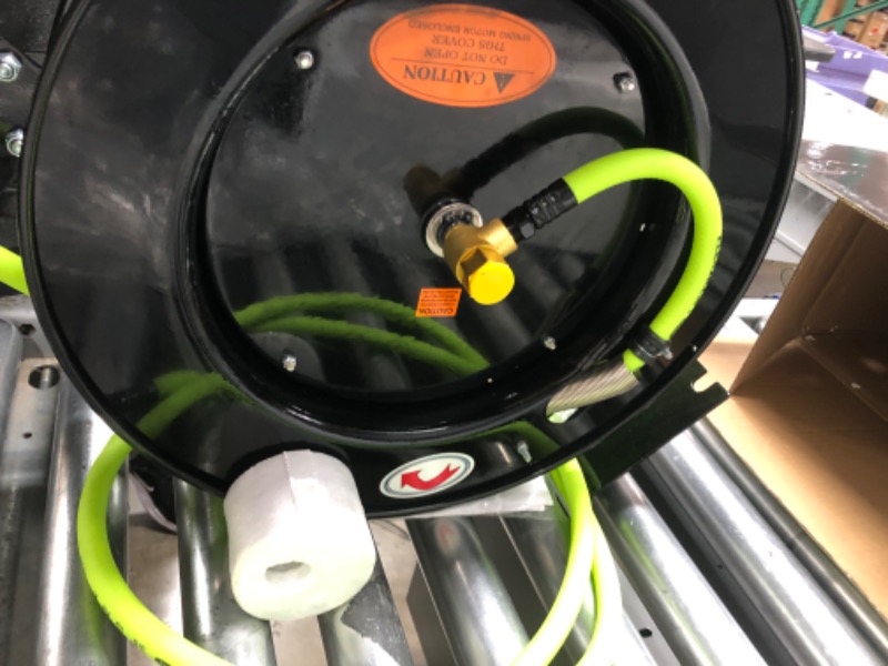 Photo 2 of Flexzilla Open Face Retractable Air Hose Reel, 3/8 in. x 50 ft., Heavy Duty, Lightweight, Hybrid, ZillaGreen - L8611FZ 3/8" (inches) x 50' (feet) Hose Reel