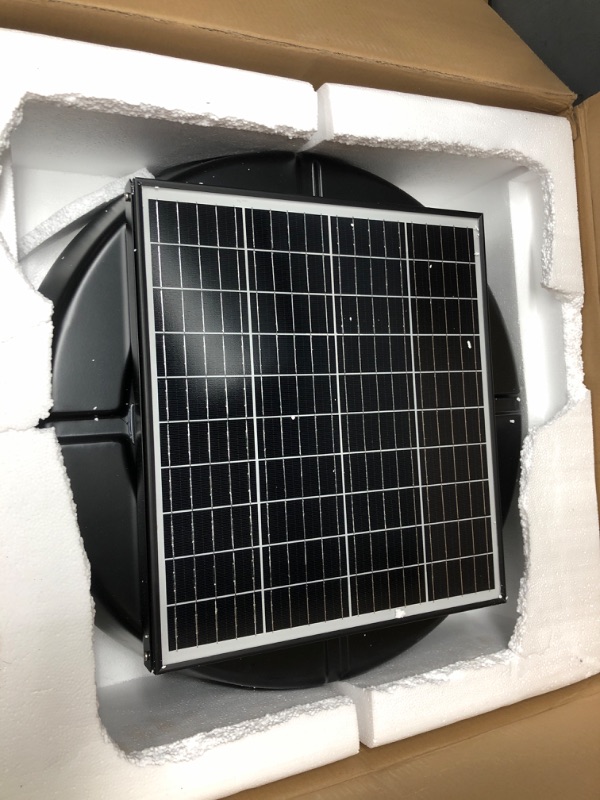 Photo 2 of iLIVING HYBRID Ready Smart Thermostat Solar Roof Attic Exhaust Fan, 14", 1750 CFM, 2500 Coverage Area, Black 14" Solar Hybrid Ready