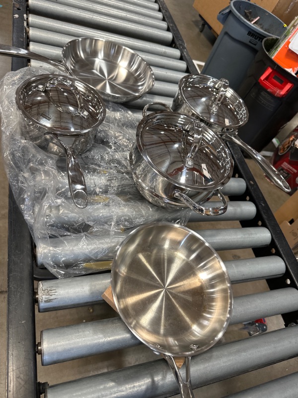 Photo 1 of ***MISSING PARTS***All-Clad D3 3-Ply Stainless Steel Cookware Set 10 Piece Induction Oven Broil Safe 600F Pots and Pans 10-Piece Set