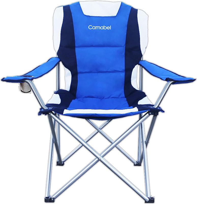Photo 1 of  Camabel Store Folding Camping Chairs Outdoor Lawn Chair Padded Foldable Sports Chair Lightweight Fold up Adult Camp Chairs with Cup Holder Highweight Capacity Bag Chair for Heavy Duty Beach Hiking Fishing Spectator