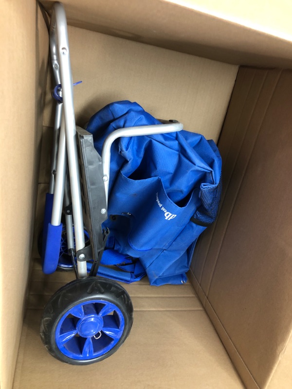 Photo 2 of ***MISSING PARTS***dbest products Trolley Dolly, Blue Foldable Shopping cart for Groceries with Wheels and Removable Bag and Rolling Personal Handtruck