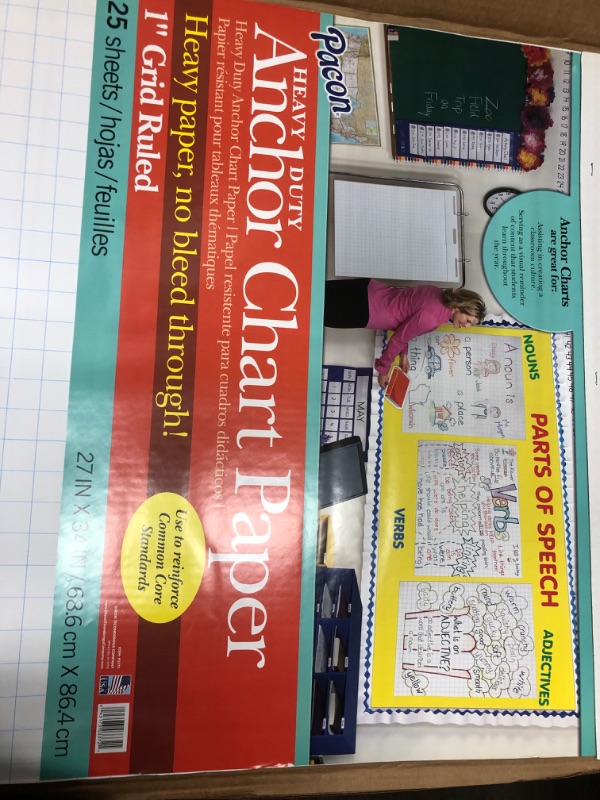 Photo 2 of Pacon PAC3372 Heavy Duty Anchor Chart Paper, 1" Grid Ruled, 27" Width, 34" Length, 25 Sheets