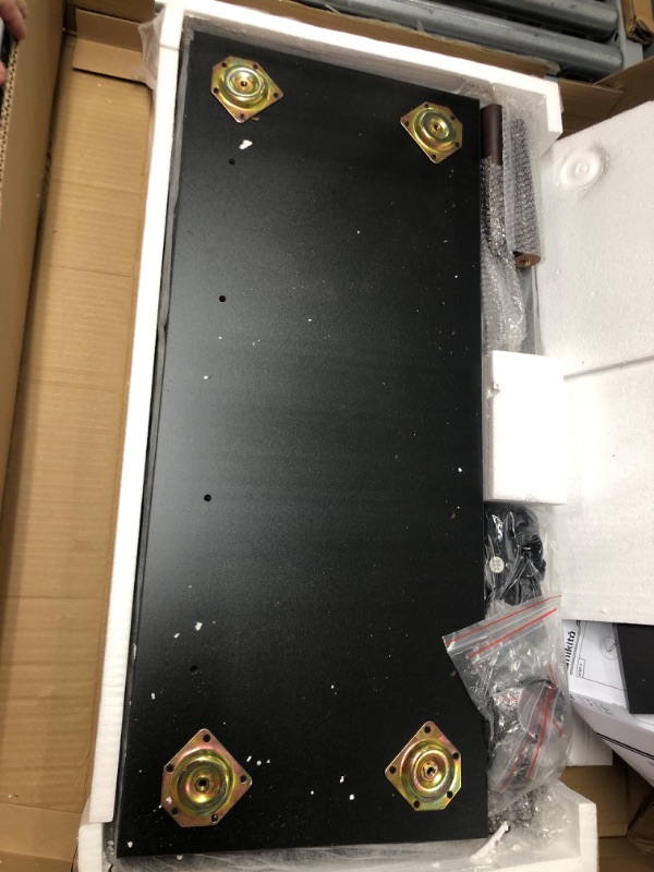 Photo 1 of Unikito Large Record Player Stand, Vinyl Record Storage Table with Power Outlet Holds Up to 200 Albums, Turntable Stand Table with Wood Legs, Vinyl Holder Display Shelf for Bedroom Living Room, Gray Gray Oak Plus size