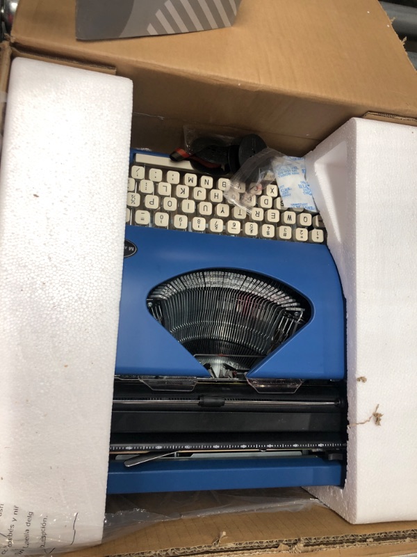 Photo 1 of Blue Vintage Typewriter for a Nostalgic Flow - Manual Typewriter Portable Model for Remote Writing Locations - Sleek & Durable Type Writer Classic Word Processor - Typewriters for Writers