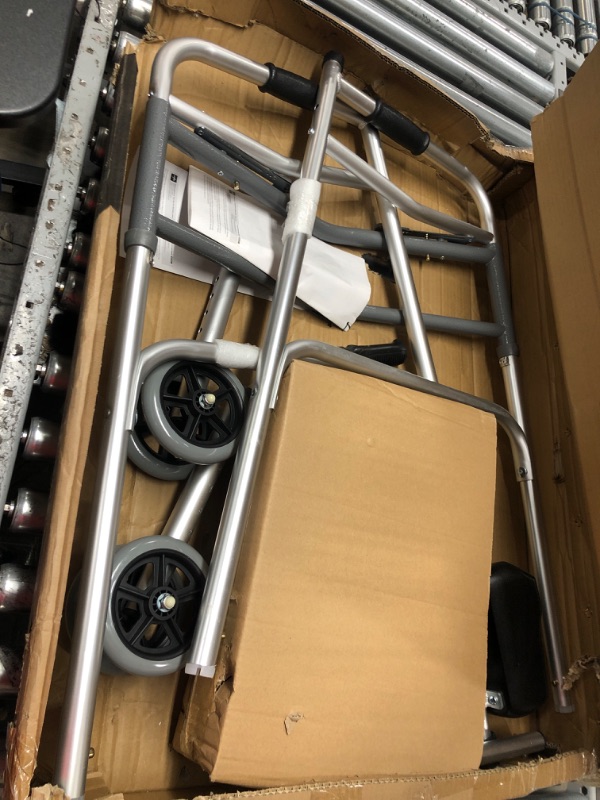 Photo 2 of ***MISSING COMPONENTS*** Medline Upright Walker with 5” Dual Wheels, Forearm Walker with Armrests, Height Adjustable, 300lb Weight Capacity