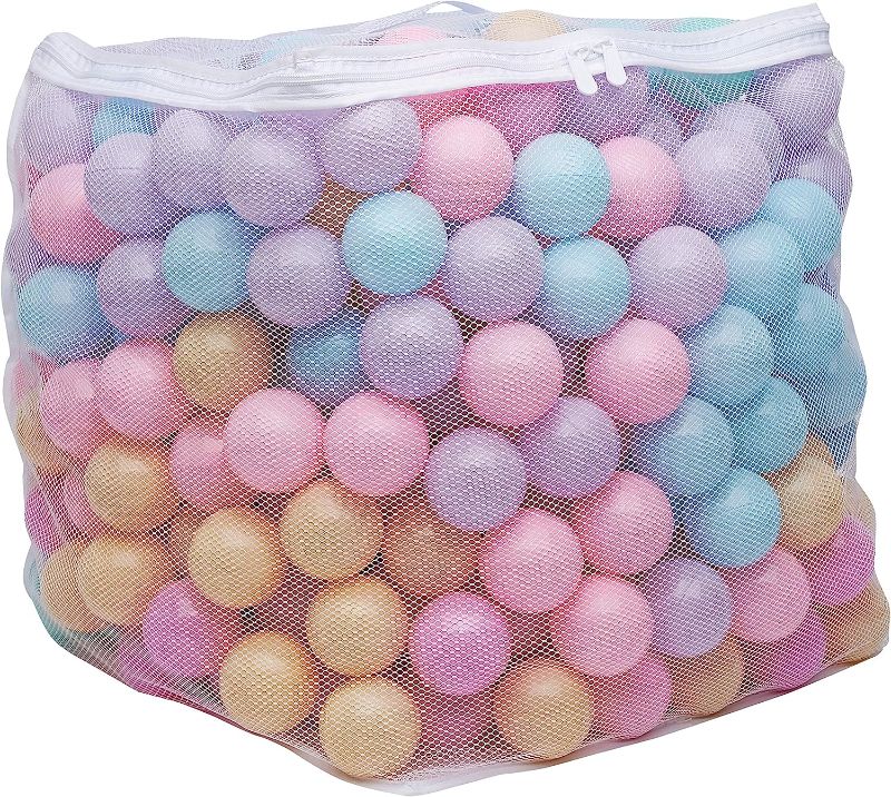 Photo 1 of Amazon Basics BPA Free Crush-Proof Plastic Pit Balls with Storage Bag, Toddlers Kids 12+ Months, 6 Pastel Colors - Pack of 400
