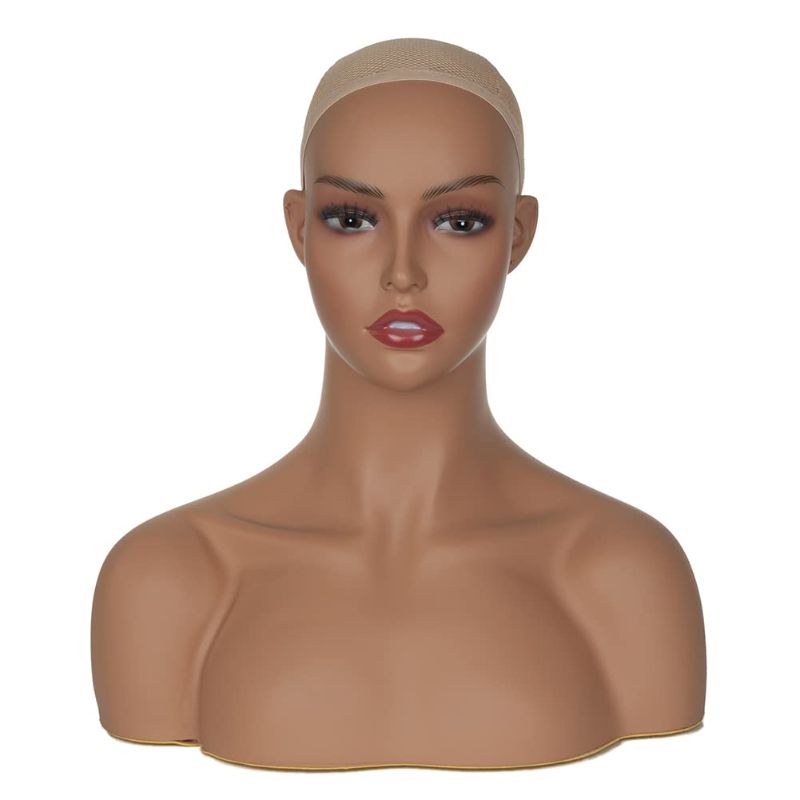 Photo 1 of L7 Mannequin Mannequin Head with Shoulders for Display Manikin Head with Shoulder for Wig/Jewelry/Makeup/Hat/Sunglass Display (DE 487)
