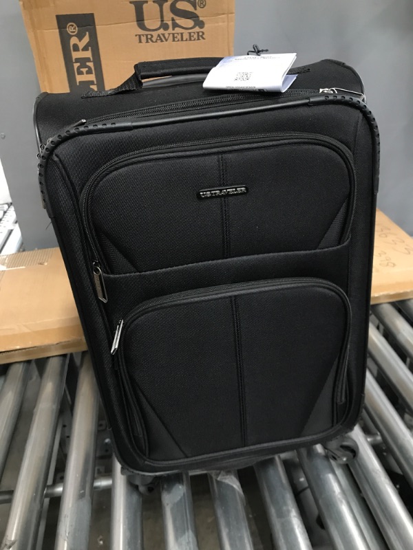 Photo 2 of **USED**LOOKS NEW** U.S. Traveler Aviron Bay Expandable Softside Luggage with Spinner Wheels, Black, Carry-on 23-Inch