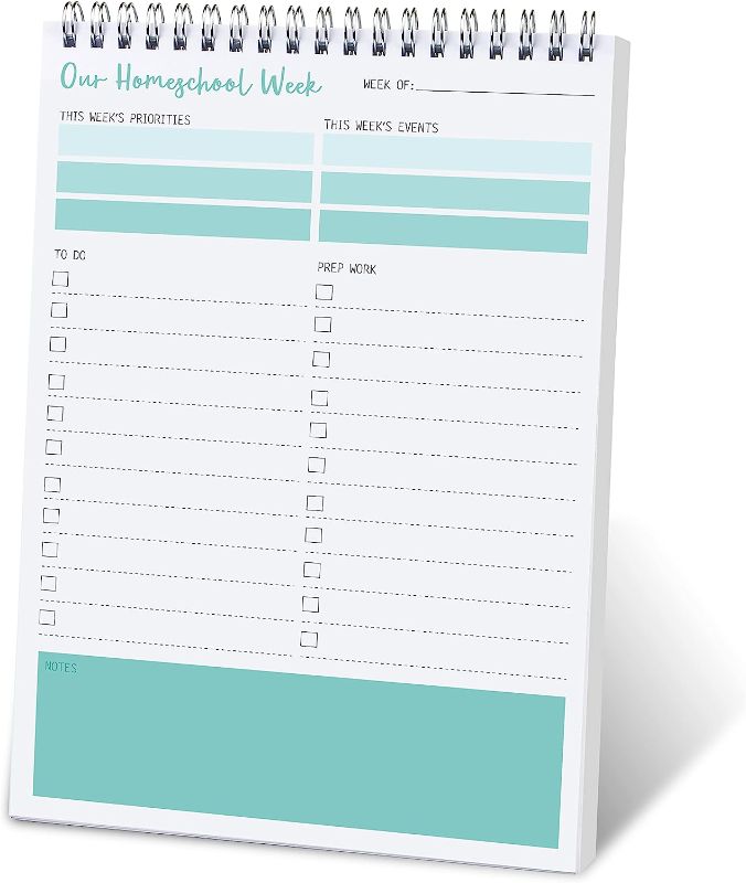 Photo 1 of KAICN Homeschool Weekly Planner Pad- Undated Top Sprial To Do List Notepad for Organized Weekly & Daily Planning to Boost Productivity. PVC Cover, 100GSM Premium Paper. 5.5" x 8.5"
