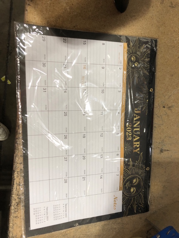 Photo 2 of 2023-2024 Desk Calendar - Large Desk Calendar 2023-2024, Jul. 2023 - Dec. 2024, 22" x 17", Thick Paper with 18 Months, Corner Protectors, Large Ruled Blocks & 2 Hanging Hooks - Black