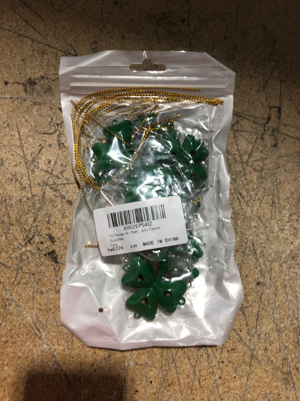 Photo 2 of 12 Pieces St. Patrick's Day Shamrock Ornaments St. Patrick's Day Tree Decorations Shamrock Bells Lucky Clover Hanging for St. Patrick's Day Tree Shelf Decor Party Favors Supplies