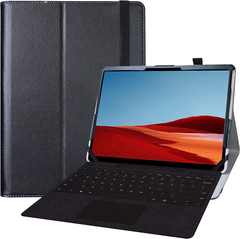 Photo 1 of Bige for Surface Pro X 13 Case,PU Leather Folio 2-Folding Stand Cover Case for New Microsoft Surface Pro X 13 inch Tablet (Not fit 12.3 inch Surface Pro),Black