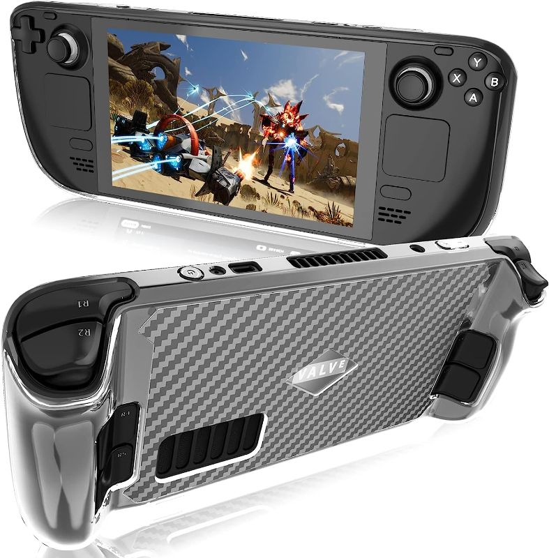 Photo 1 of 2 BUNDLED ITEMS - Mensican Protective Clear Case for Steam Deck, TPU Steam Deck Clear Case with Full Protection, Shock-Absorption, Anti-Slip & Scratch Design, Steam Deck Accessories; AND, 12th Generation, 2022 Releases) - DICEKOO Light Weight Shock Proof 