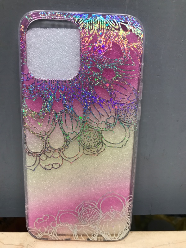 Photo 1 of 2 CASES - Compatible for iPhone 12 Pro Max Case Glitter Luxury Cute Flexible Plating Cover Camera Protection Shockproof Phone Case for Women Girl Men Design for iPhone 12 Pro Max 6.7'' Pink Mandala 