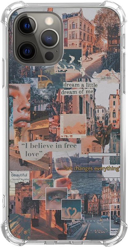 Photo 2 of BUNDLE OF 2 CASES - Artistic Deer Blue Landscape phone case for iPhone 14 Pro for Women Men Gifts,Soft silicone Style Shockproof - Artistic Deer Blue Landscape Case for iPhone 14 Pro; AND, Nebruski Retro Aesthetic Collage Case Compatible with iPhone 13, T