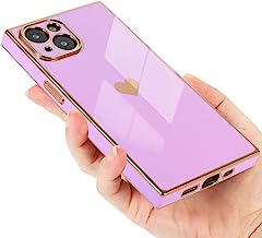 Photo 1 of BUNDLE OF 3 CASES - IKWZ Square iPhone 13 Case for Women Cute Gold Electroplate Edge Shockproof Soft TPU Heart Case for iPhone 13 Case (6.1 Inch) (Purple); AND, OQOPO Compatible with iPhone 14 Moon and Sun Case, Celestial Magic Moon and Sun Graphic for iP