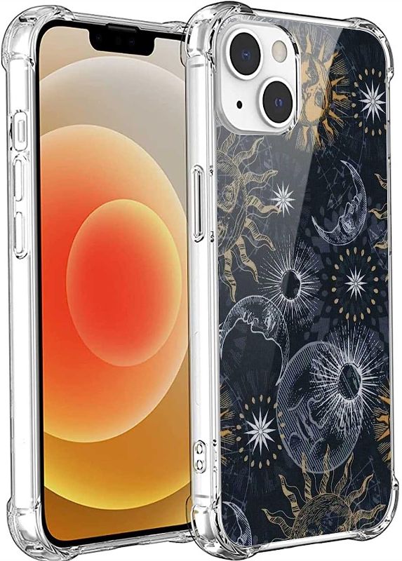 Photo 2 of BUNDLE OF 3 CASES - IKWZ Square iPhone 13 Case for Women Cute Gold Electroplate Edge Shockproof Soft TPU Heart Case for iPhone 13 Case (6.1 Inch) (Purple); AND, OQOPO Compatible with iPhone 14 Moon and Sun Case, Celestial Magic Moon and Sun Graphic for iP