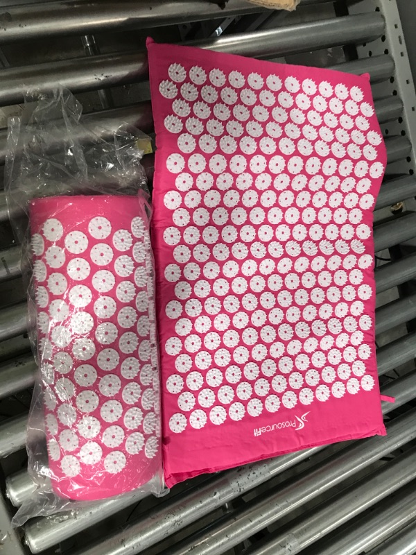 Photo 1 of **SEE NOTES**
ProsourceFit Acupressure Mat and Pillow Set for Back/Neck Pain Relief and Muscle Relaxation Large - Pink/White