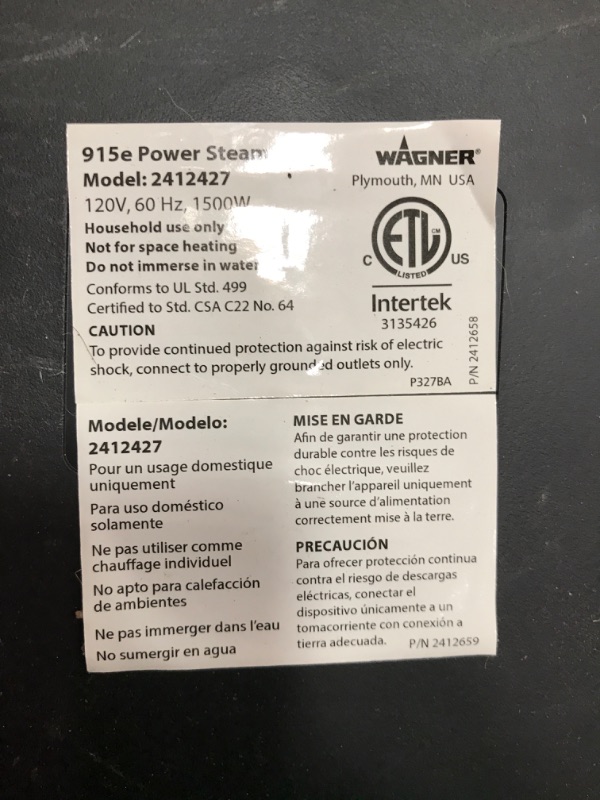 Photo 1 of ***POWERS ON*** Wagner Spraytech C900054 905e AutoRight Multi-Purpose Steam Cleaner, 12 Accessories Included, Power Steamer for cleaning, Color May Vary