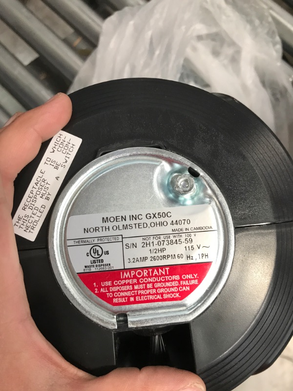 Photo 1 of ***POWERS ON*** Moen GX50C Prep Series 1/2 HP Continuous Feed Garbage Disposal with Sound Reduction, Power Cord Included, Black