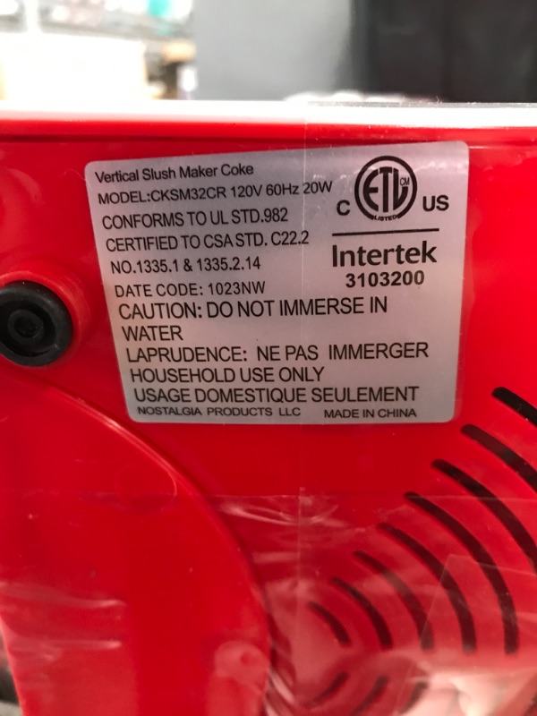 Photo 2 of ***SEE NOTES*** Nostalgia RSM650COKE Coca-Cola 32-Ounce Retro Slush Drink Maker Slushie Machine for Home, Red